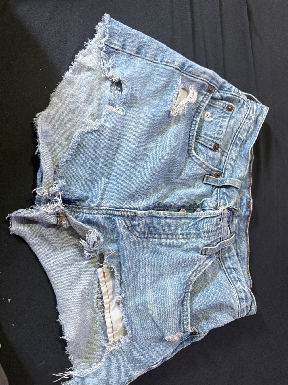 Levi's Light Blue Distressed Denim Cutoff Shorts